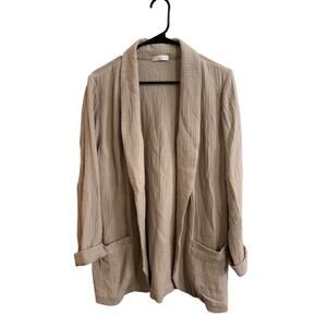 Sablyn Cotton Modal Blend Beige Cardigan Coatigan Sz M Tan Lightweight Nice